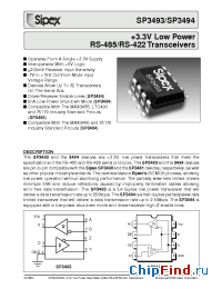 Datasheet SP3494CN manufacturer Sipex